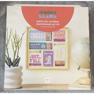 Mondo Llama Paint-By-Number Matchbook Art Kit 16 Paint Pots, 2 Brushes